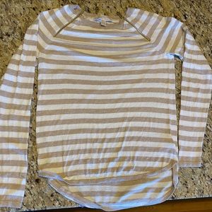 Michael Kors Striped White & Gold Zipper Sweater